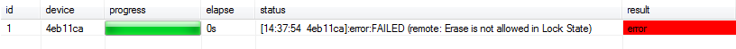 error: FAILED (remote: Erase is not allowed in Lock State)